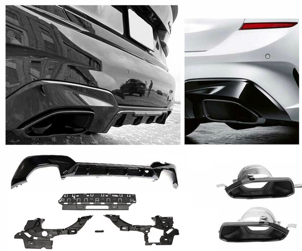 Heckdiffusor + Endrohre BMW 3er G20 / G21 M340i (2019-2022) - GCP Glanzschwarz