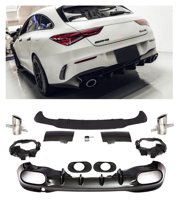 Heckdiffusor + Endrohre Mercedes CLA W118 / C118 AMG Line (2019+) - GCP A35 Look