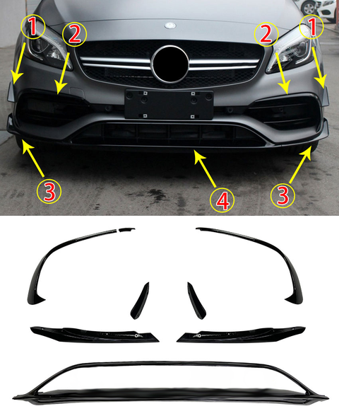 Splitter Delantero Mercedes Clase A W176 AMG Line facelift (2015-2018) - GCP Negro Brillo