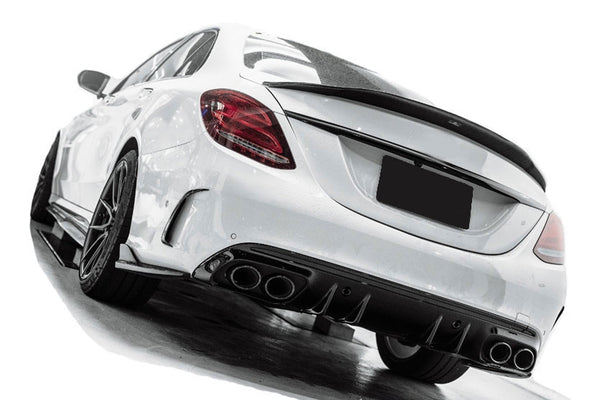 Rear Diffuser + Exhaust Tips Mercedes C-Class W205 / S205 AMG Line (2014-2021) - GCP C43 Look Black