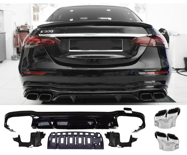 Rear Diffuser + Exhaust Tips Mercedes E-Class W213 AMG Line Facelift (2020-2023) - GCP E63 Look