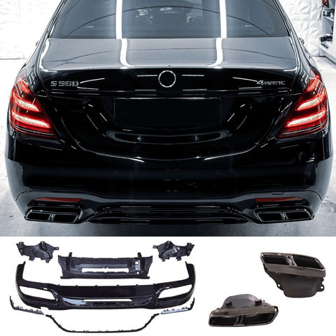 Heckdiffusor + Endrohre Mercedes S-Klasse W222 AMG Line Facelift (2017-2020) - GCP S65 Look
