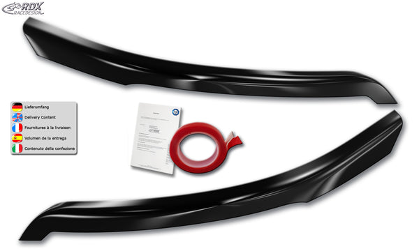 Pestañas de faros para FORD Transit (2014-actualidad) para faros de xenón y halógenos negros negro brillo - RDX