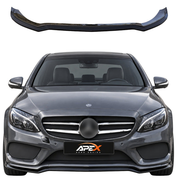 Front Splitter Mercedes C-Class W205 / S205 / C205 / A205 AMG Line Pre-Facelift (2014-2018) - APEX Gloss Black