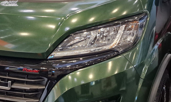 Headlight Covers for FIAT Ducato (2014+) & CITROEN Jumper / Relay (2014+) & OPEL / VAUXHALL Movano (2021+) & PEUGEOT Boxer (2014+) & TOYOTA ProAce Max (2024+) & IVECO eSuperJolly (2026+) & RAM ProMaster (2013+) black highgloss Light Brows - RDX