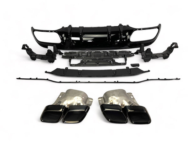 Rear Diffuser + Exhaust Tips Mercedes C-Class W205 / S205 AMG Line (2014-2020) - GCP C63 Look