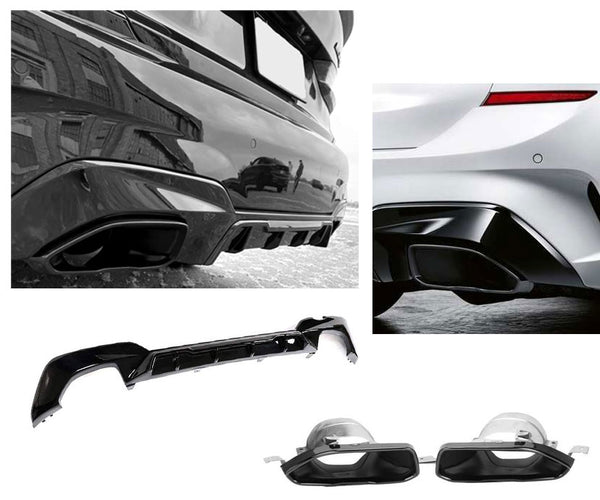 Heckdiffusor + Endrohre BMW 3er G20 / G21 M340i (2019-2022) - GCP Glanzschwarz