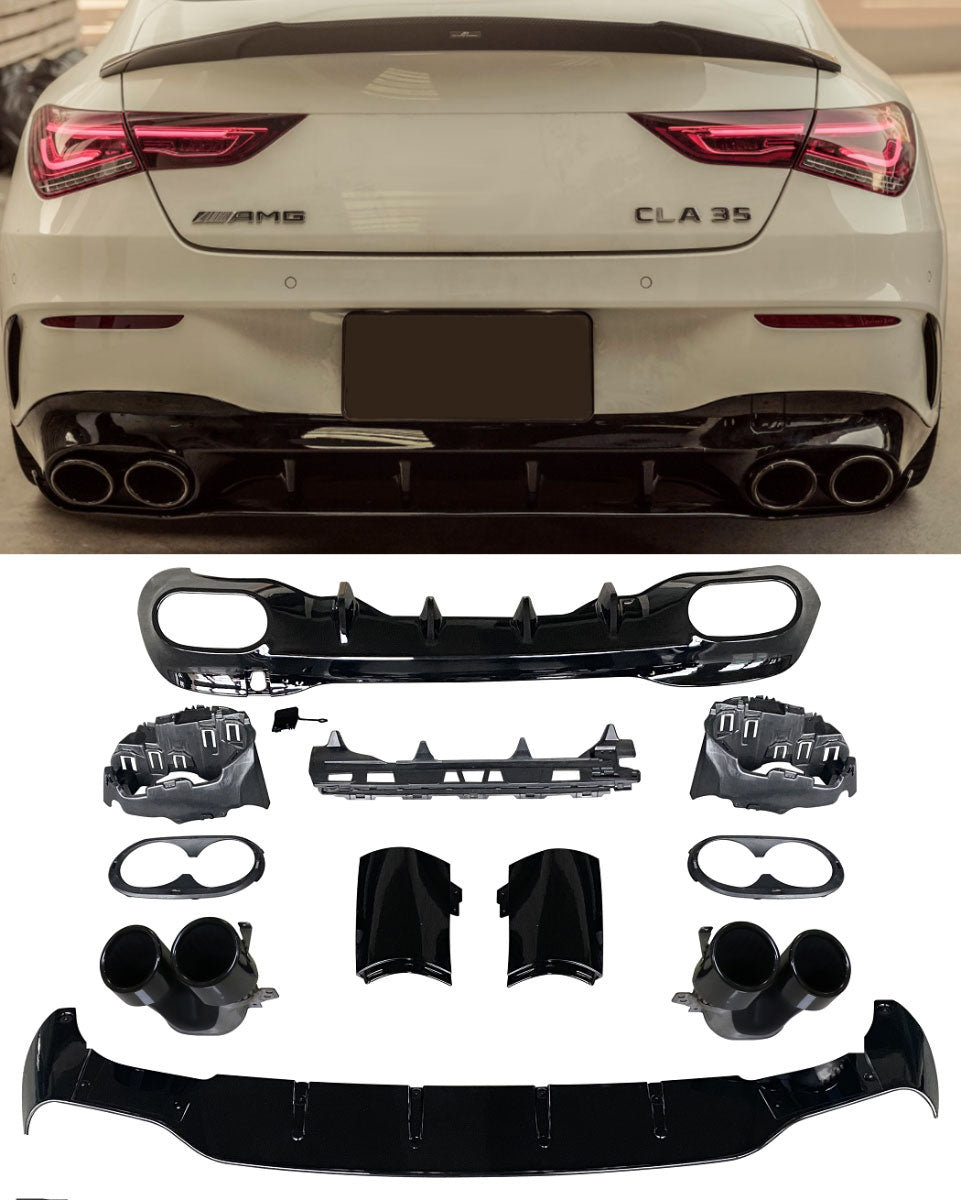 Rear Diffuser + Exhaust Tips Mercedes CLA W118 / C118 AMG Line (2019+)
