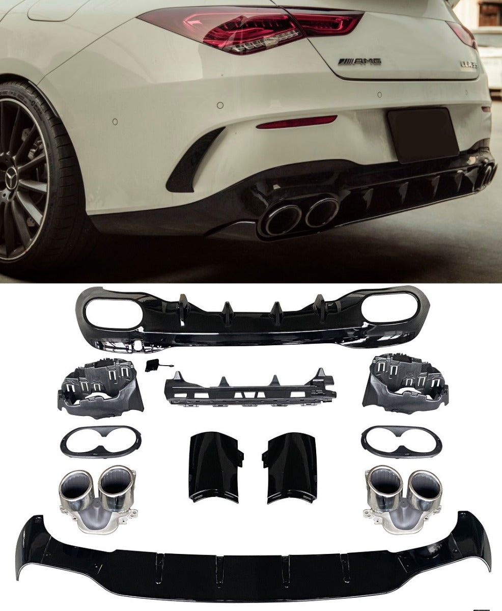 Rear Diffuser + Exhaust Tips Mercedes CLA W118 / C118 AMG Line (2019-2023)