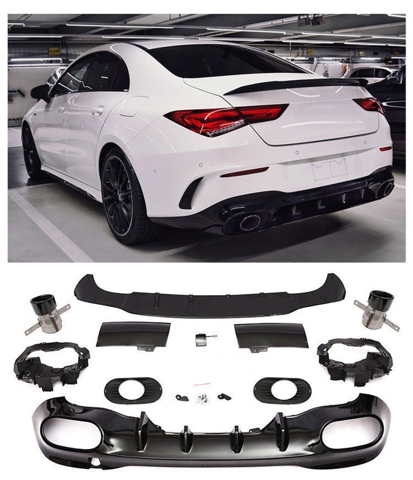 Heckdiffusor + Endrohre Mercedes CLA W118 / C118 AMG Line (2019+) - GCP A35 Look