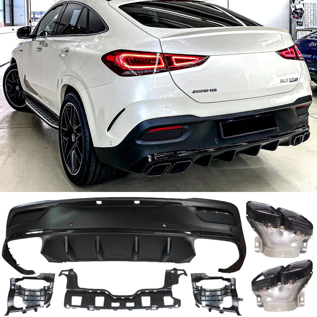 Rear Diffuser + Exhaust Tips Mercedes GLE C167 AMG Line (2019-2023) – Black