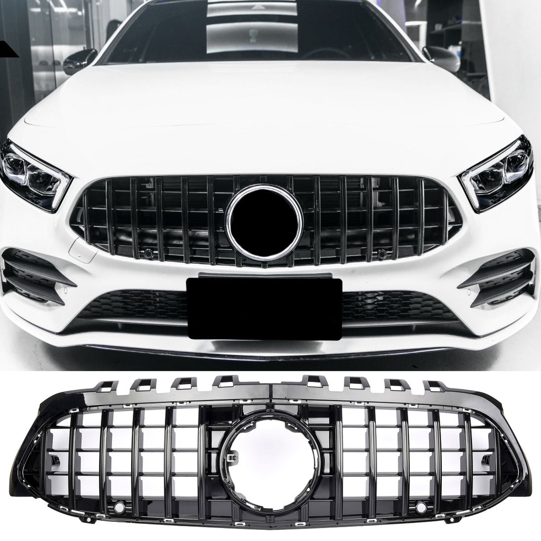 Grille Mercedes A-Class W177 / V177 Pre-Facelift (2018-2022) – Gloss Black – view 2