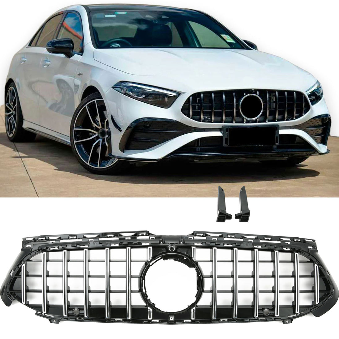 Grille Mercedes A-Class W177 / V177 Facelift (2023+) – Black / Chrome