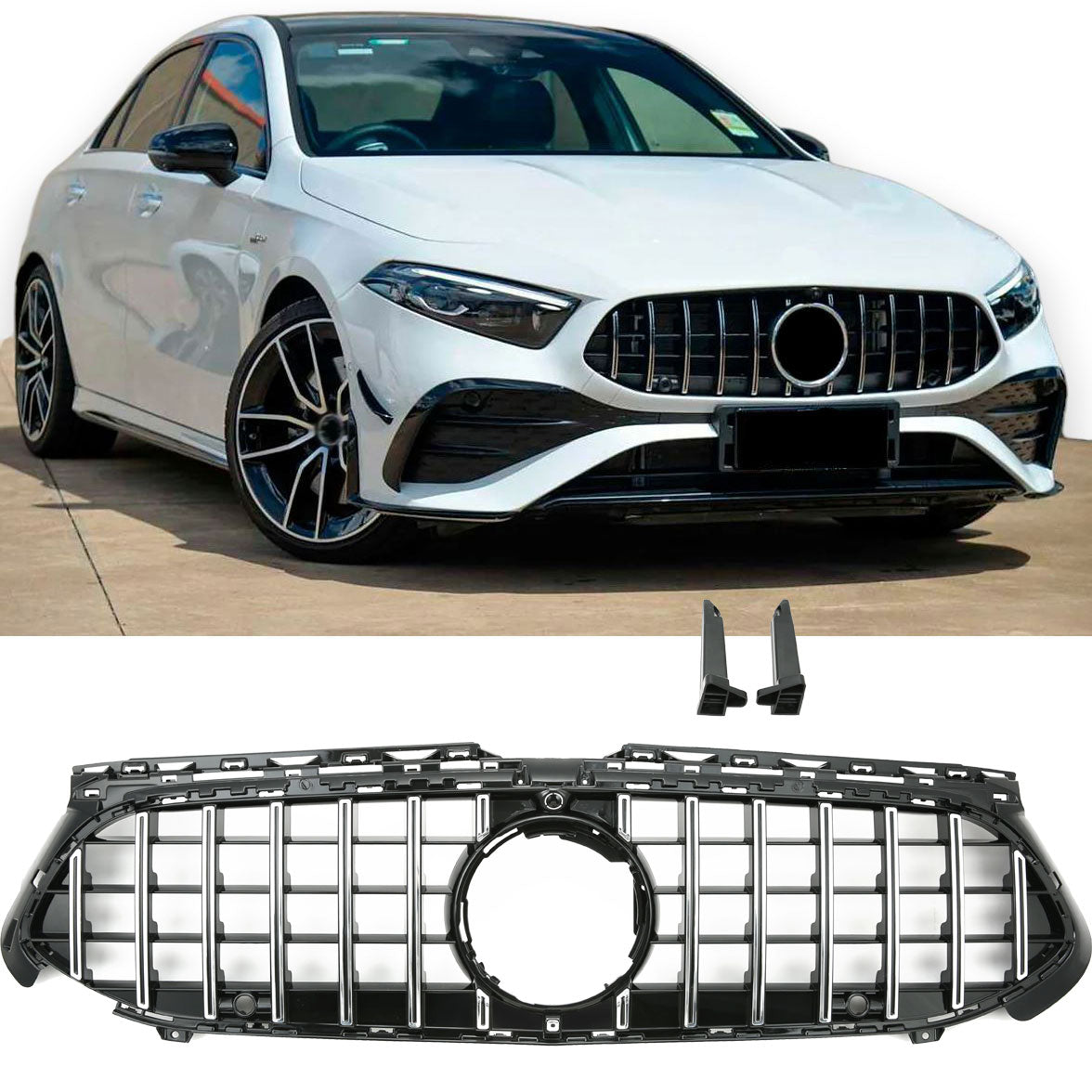 Grille Mercedes A-Class W177 / V177 Facelift (2023+) – Black / Chrome