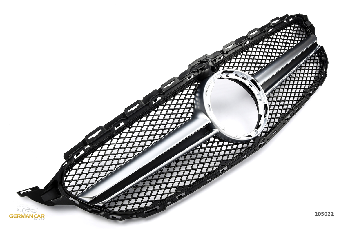 Grille Mercedes C-Class W205 / S205 / C205 / A205 Avantgarde / AMG Line (2018-2021) – Silver – view 2