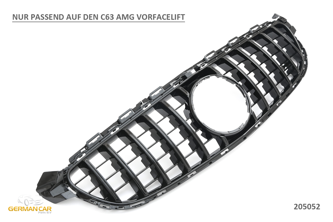 Grille Mercedes C-Class W205 / S205 / A205 / C205 C63 AMG (2014-2021) – Gloss Black – view 2