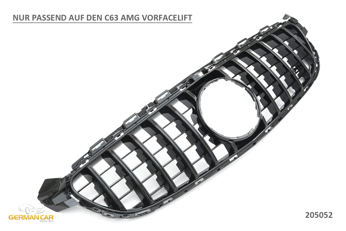 Grille Mercedes C-Class W205 / S205 / A205 / C205 C63 AMG (2014-2021) – Gloss Black – view 2