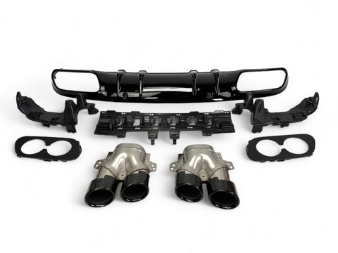 Rear Diffuser + Exhaust Tips Mercedes C-Class C205 / A205 AMG Line (2014-2021) - GCP C43 Look