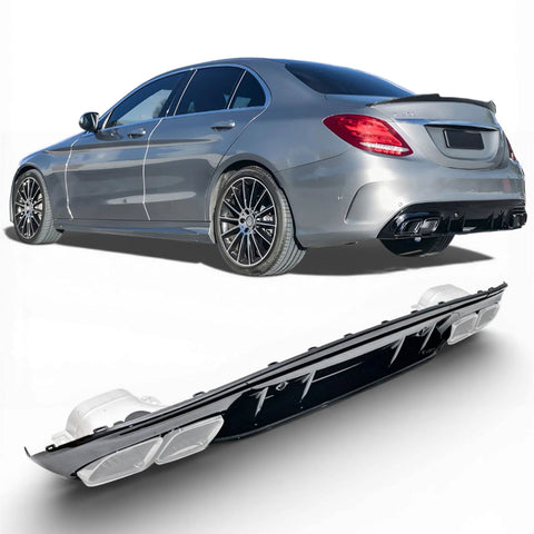 Rear Diffuser + Exhaust Tips Mercedes C-Class W205 / S205 AMG Line (2014-2020) - GCP C63 Look