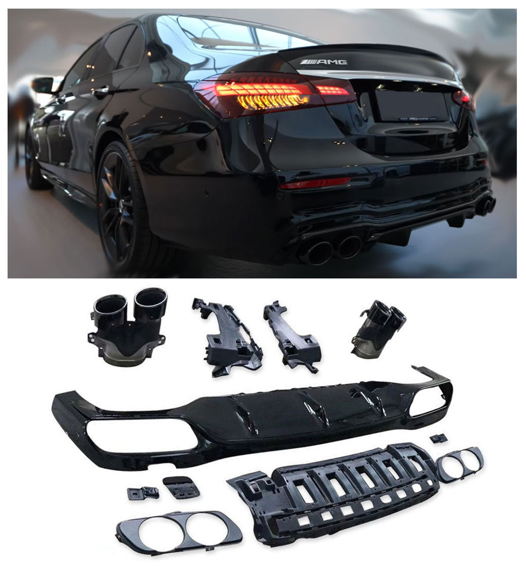 Rear Diffuser + Exhaust Tips Mercedes E-Class W213 AMG Line Facelift (2020-2023)