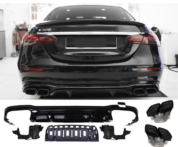 Rear Diffuser + Exhaust Tips Mercedes E-Class W213 AMG Line Facelift (2020-2023) - GCP E63 Look