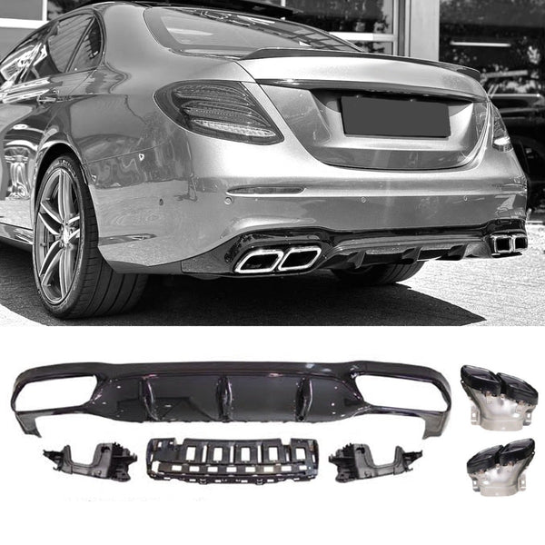 Rear Diffuser + Exhaust Tips Mercedes E-Class W213 AMG Line Pre-Facelift (2017-2020) - GCP E63 Look