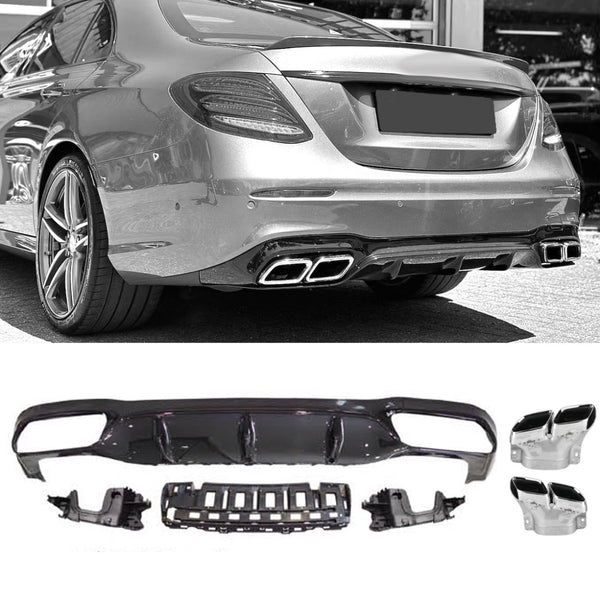 Rear Diffuser + Exhaust Tips Mercedes E-Class W213 AMG Line Pre-Facelift (2017-2020) - GCP E63 Look