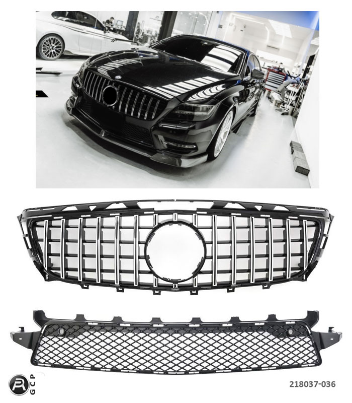 Grille Mercedes CLS W218 / X218 AMG Line Pre-Facelift (2011-2014) – Black / Chrome – view 2