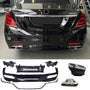 Rear Diffuser + Exhaust Tips Mercedes S-Class W222 AMG Line Facelift (2017-2020) – Black / Chrome