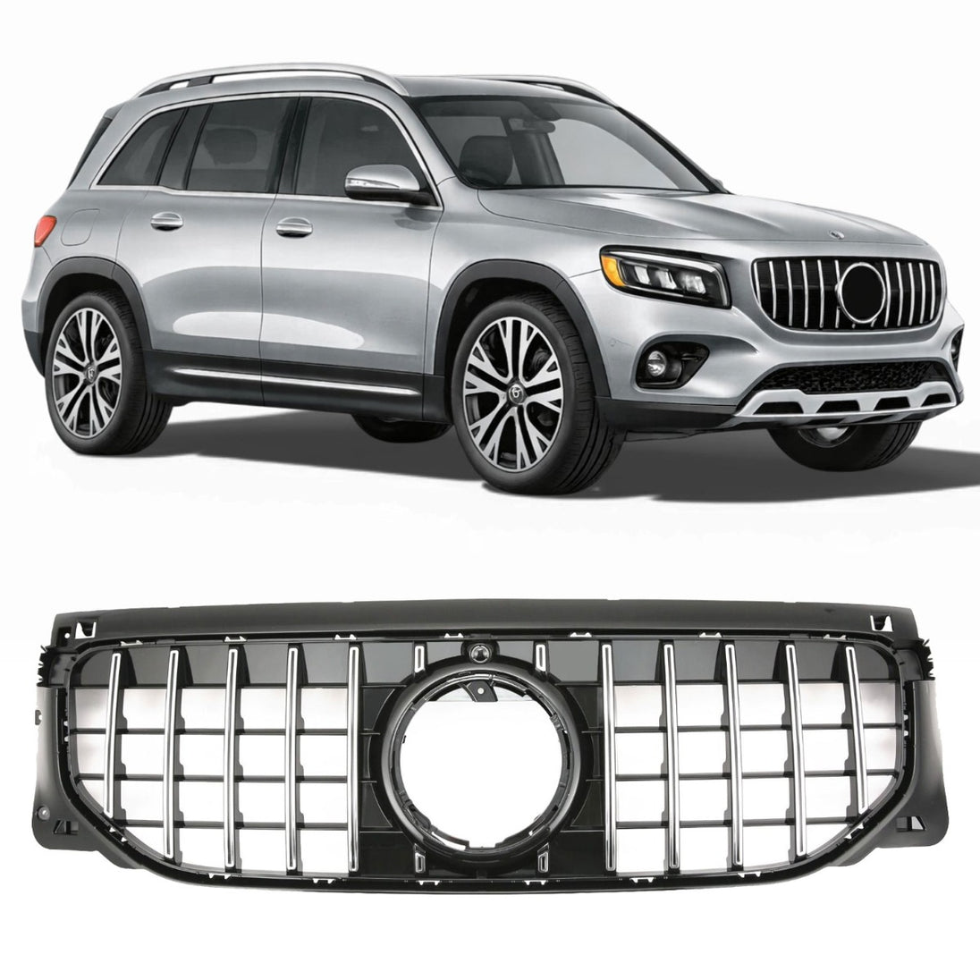 Grille Mercedes GLB X247 Facelift Standard / Progressive (2023-2026) – Black / Chrome