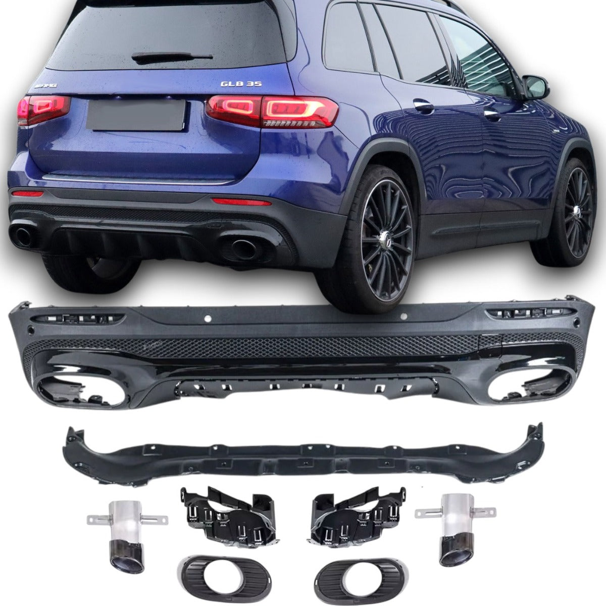 Rear Diffuser + Exhaust Tips Mercedes GLB X247 AMG Line (2019+)