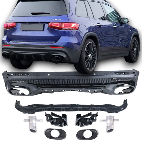 Rear Diffuser + Exhaust Tips Mercedes GLB X247 AMG Line (2019-2026) - GCP Black / Chrome