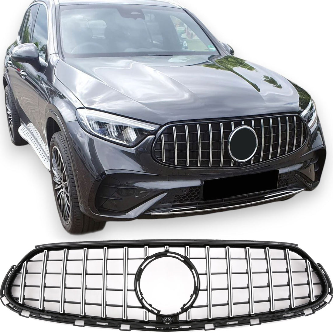 Grille Mercedes GLC X254 / C254 AMG Line (2022-2026) – Black / Chrome – view 2