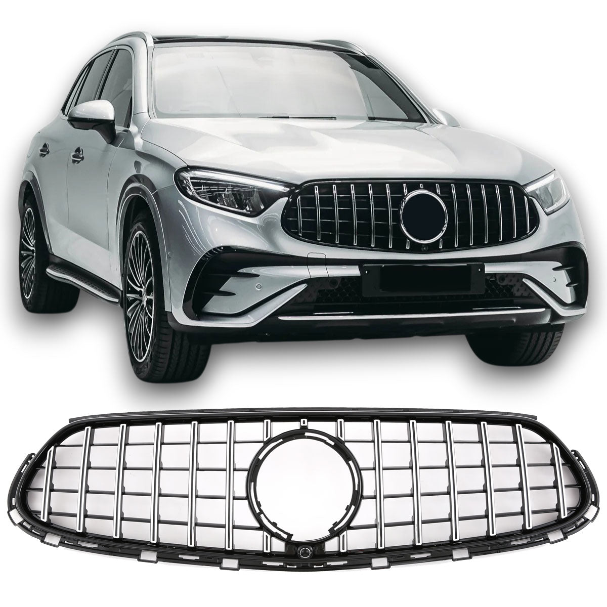 Grille Mercedes GLC X254 / C254 AMG Line (2022-2026) – Black / Chrome
