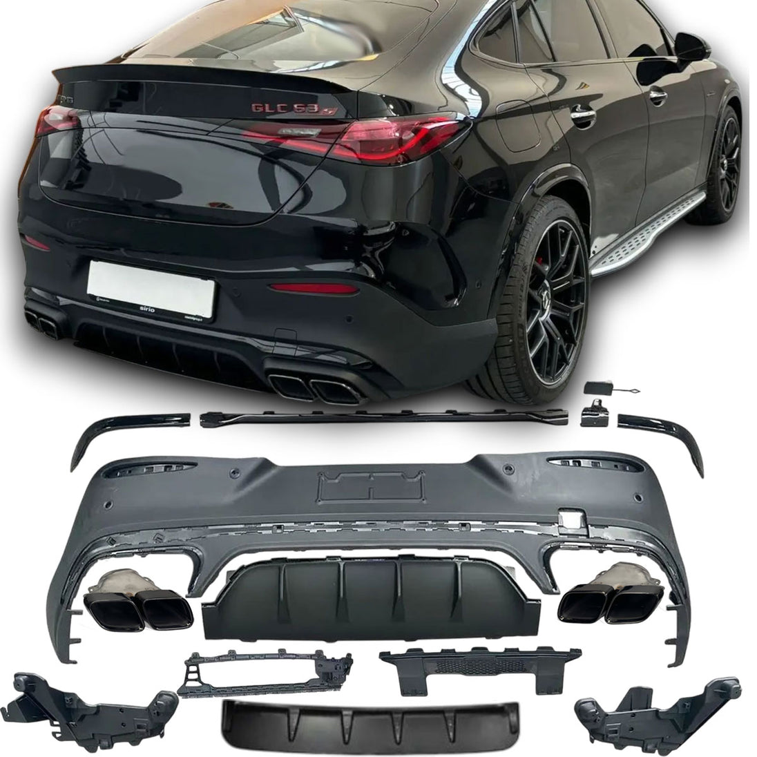 Rear Diffuser + Exhaust Tips Mercedes GLC C254 AMG Line (2022+) – Black