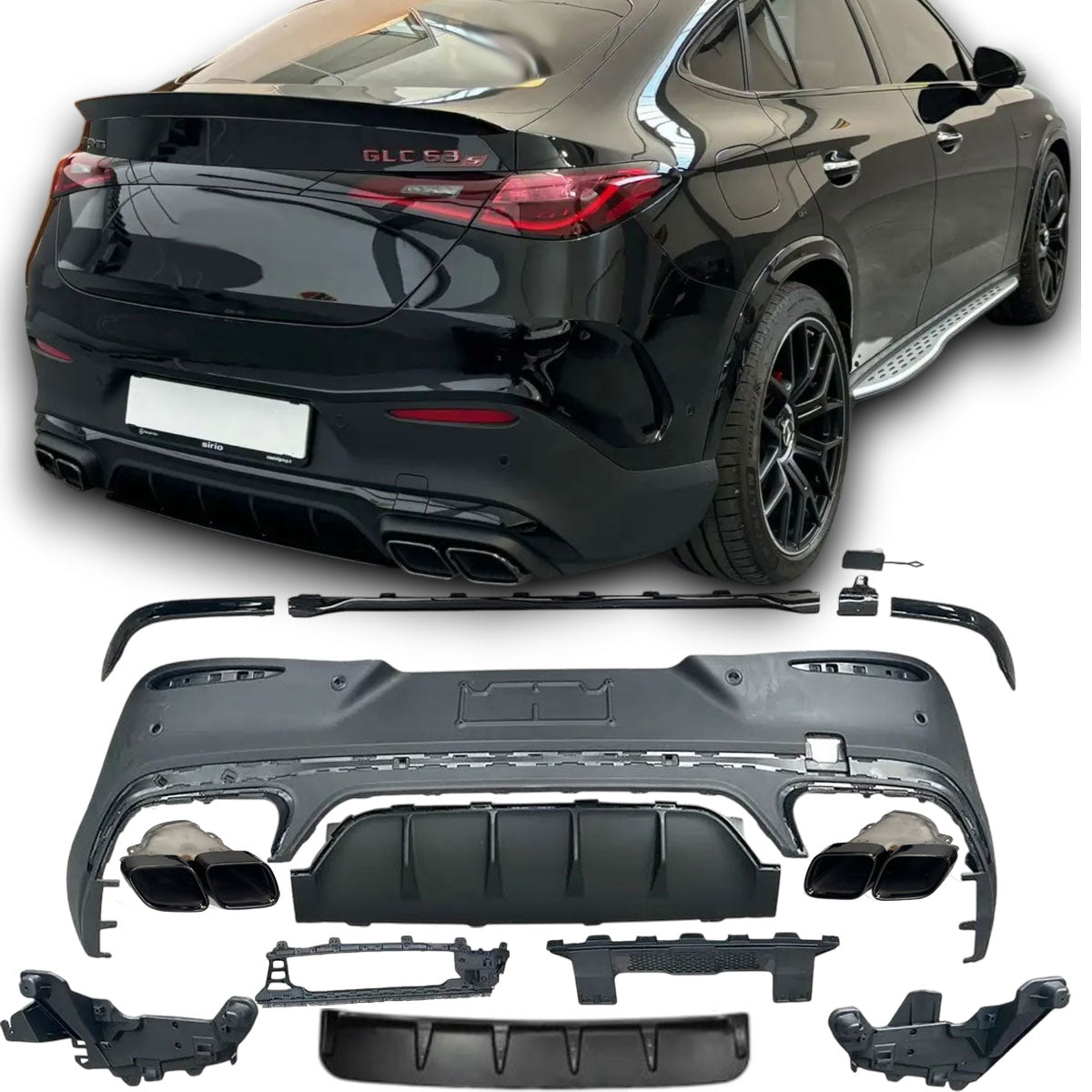 Rear Diffuser + Exhaust Tips Mercedes GLC C254 AMG Line (2022+) – Black