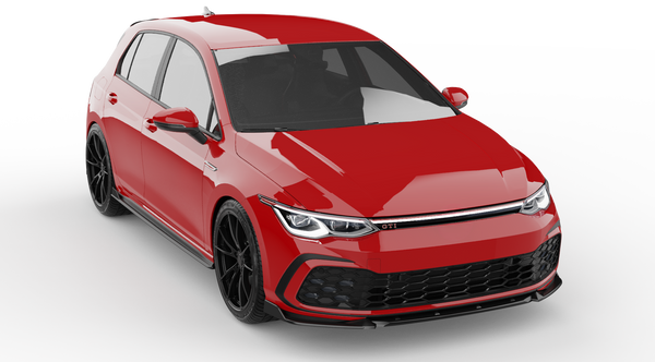 Embaladeiras (saias laterais) Volkswagen Golf 8 MK8 GTI / GTE / GTD / R-Line (2020-2024) - APEX Preto Brilhante
