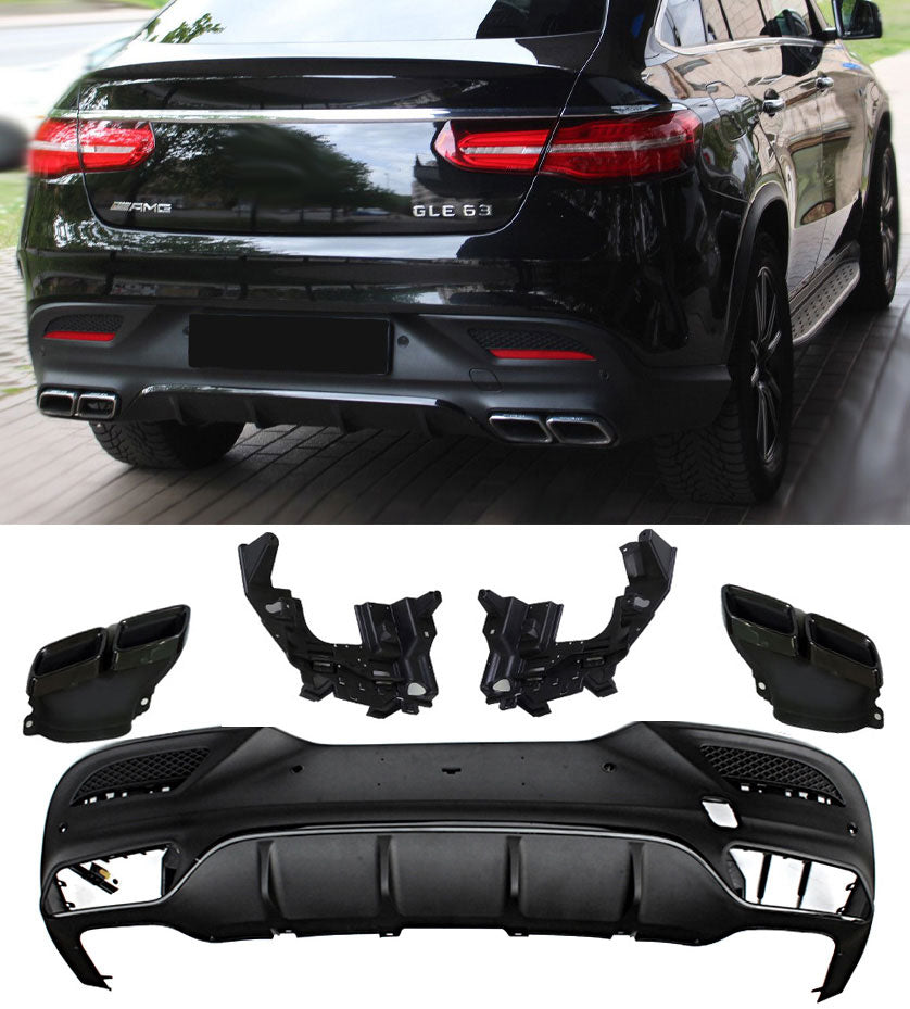 Rear Diffuser + Exhaust Tips Mercedes GLE C292 AMG Line (2015-2019) – Gloss Black