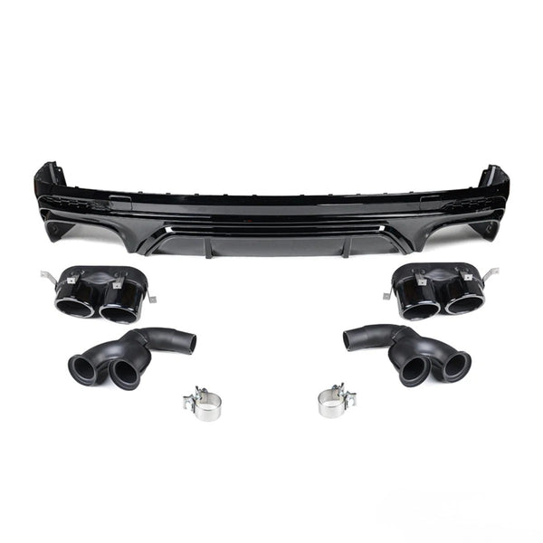 Rear Diffuser + Exhaust Tips Audi Q5 FY S line / SQ5 Pre-Facelift (2017-2021) - GCP 2x2 Gloss Black