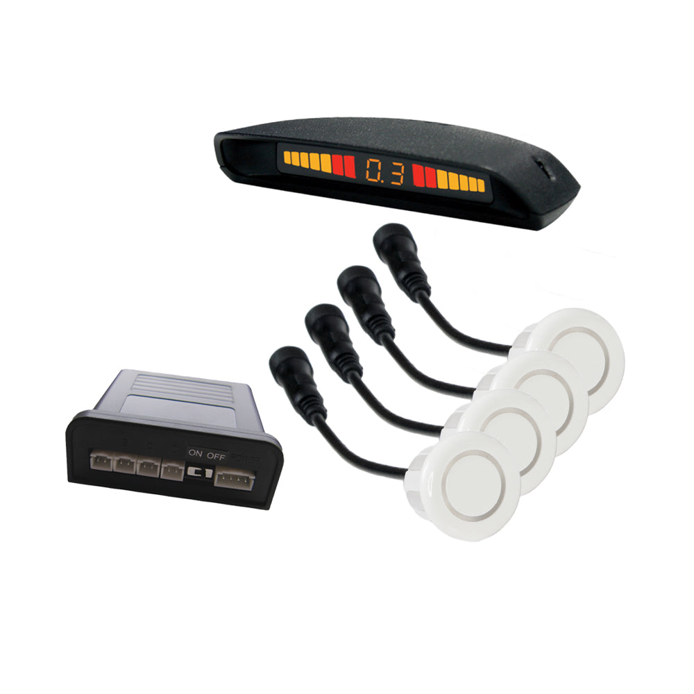 Rear Parking Sensors Kit 4 White Sensors with Display - Ebat