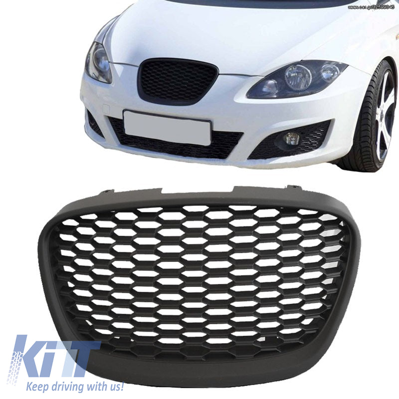 Honeycomb front grille Seat Leon 1P facelift 2009-2012 matt black - KITT