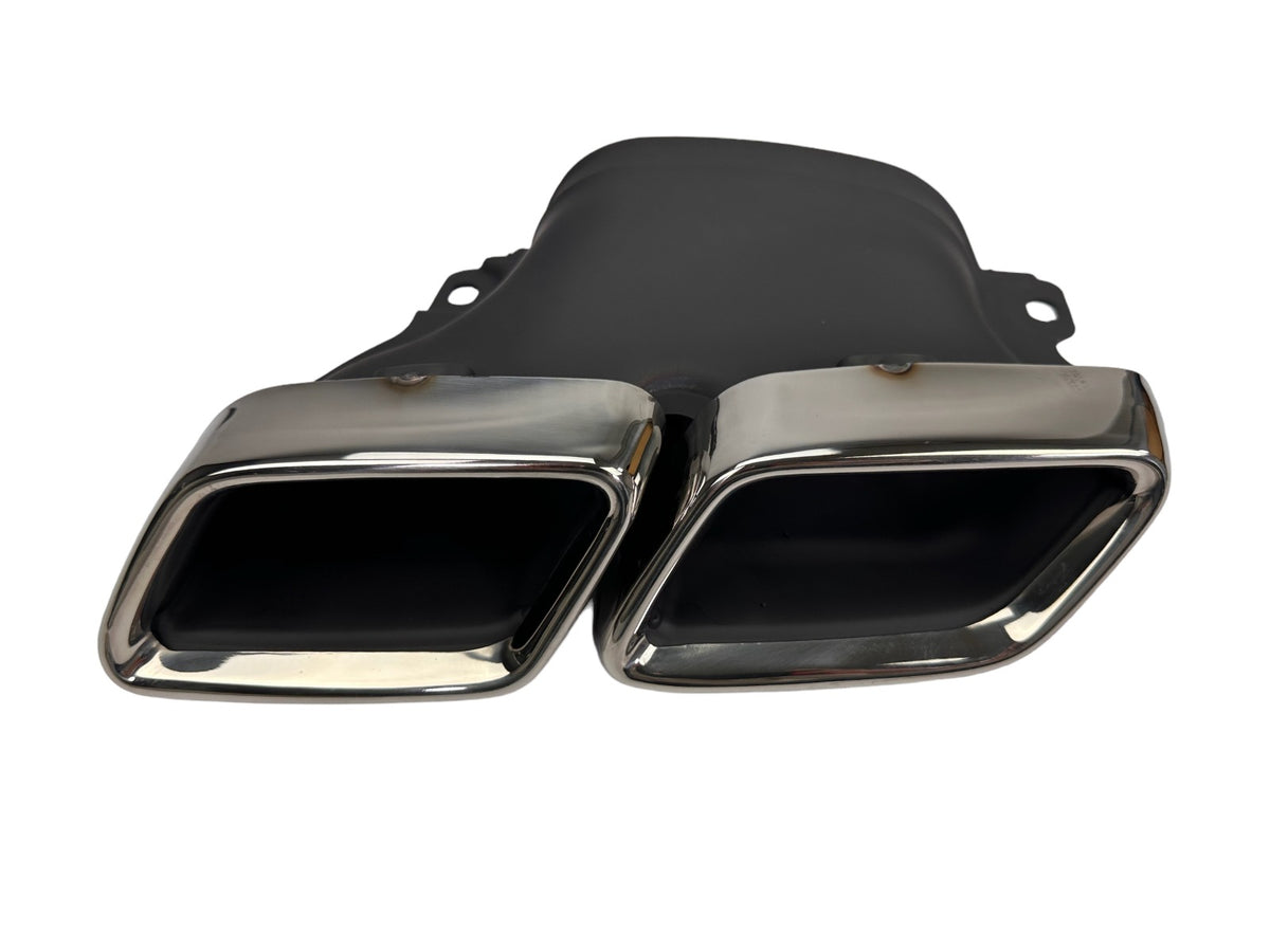 Rear Diffuser + Exhaust Tips Mercedes C-Class W205 / S205 Avantgarde / Standard (2014-2021) – Black / Chrome – view 6