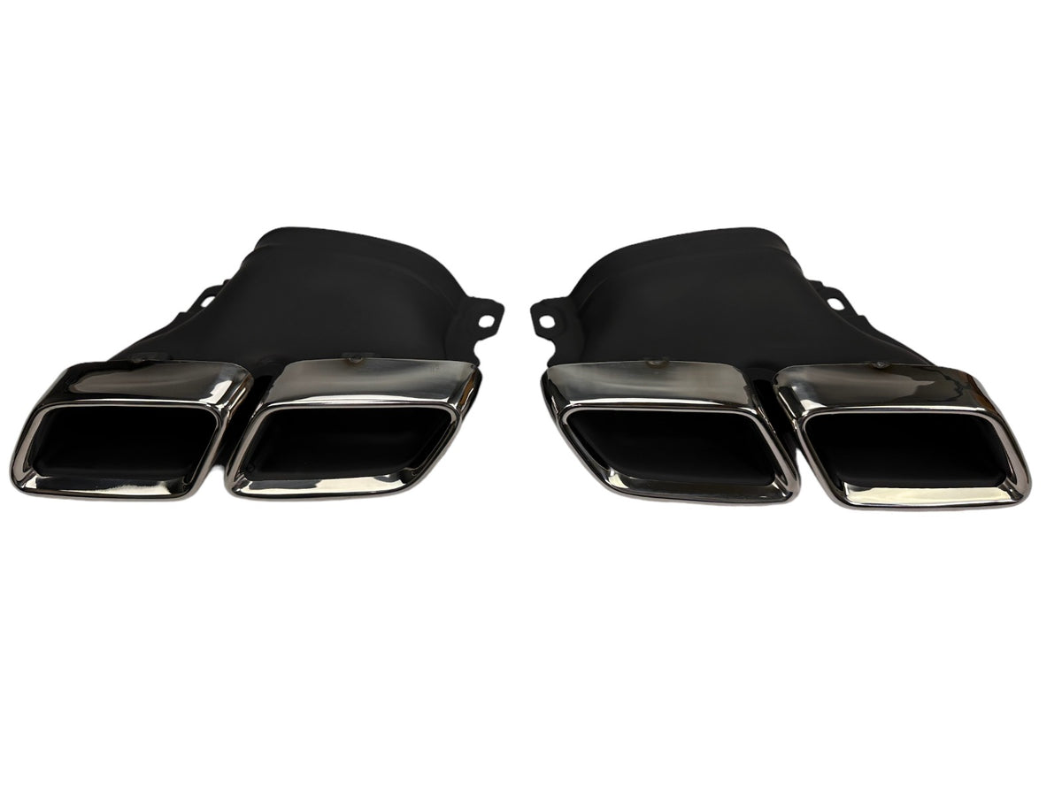 Rear Diffuser + Exhaust Tips Mercedes C-Class W205 / S205 Avantgarde / Standard (2014-2021) – Black / Chrome – view 4