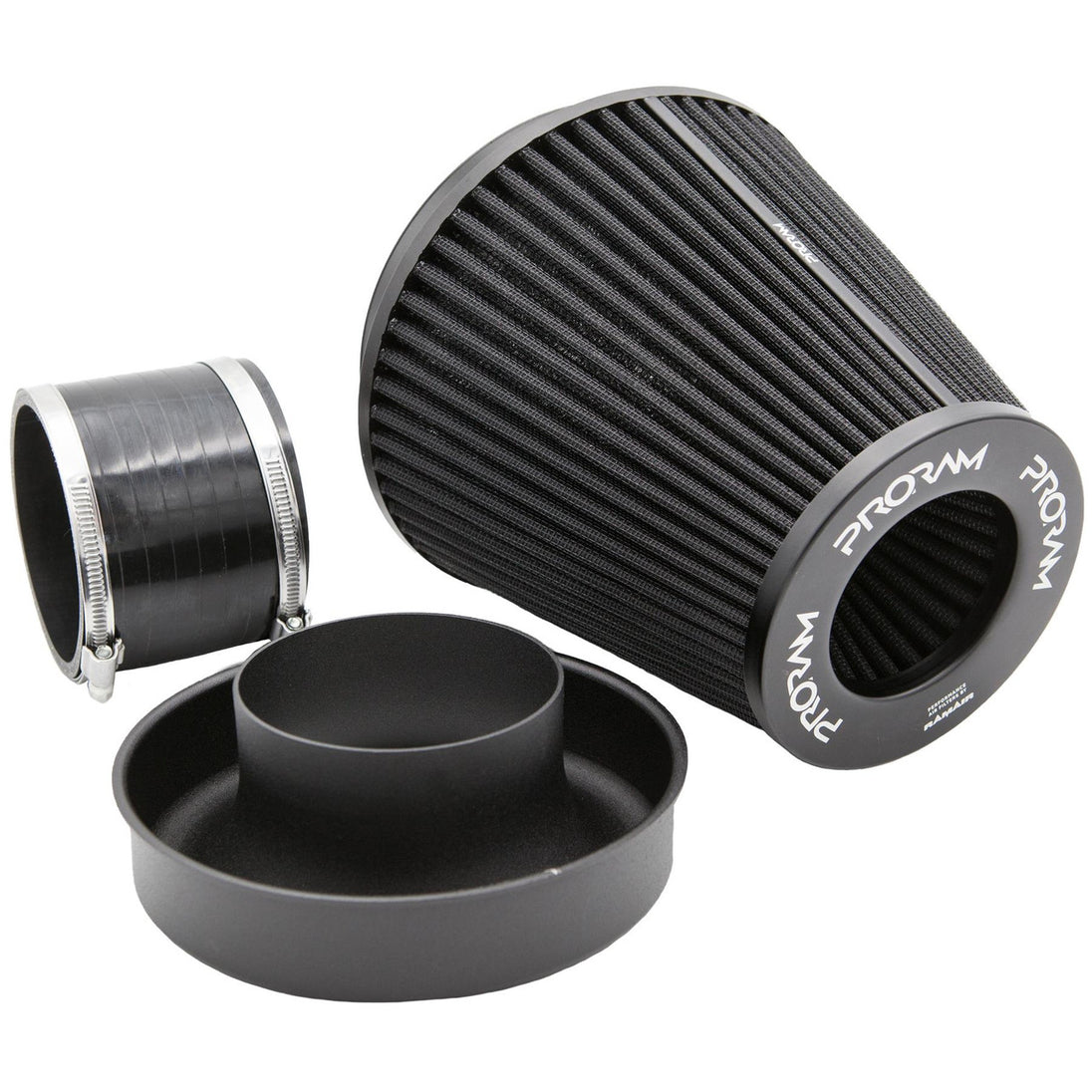 Cone Air Filter 90 mm Neck with Velocity Stack and Coupling Kit, Universal – Ramair PRORAM PR-CC-195-VS-90-BK-KIT