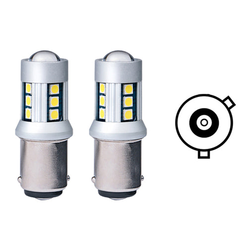 PY21W BAU15s LED Bulbs 15 SMD 12/24V White (Pair) - CarSense
