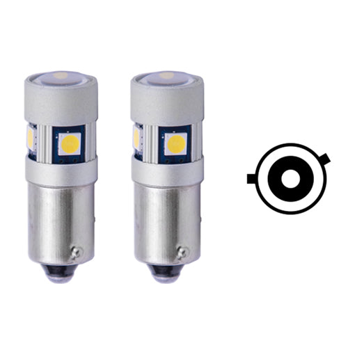 H6W BAX9s LED Bulbs 5 SMD 12/24V 6000K (Pair) - CarSense