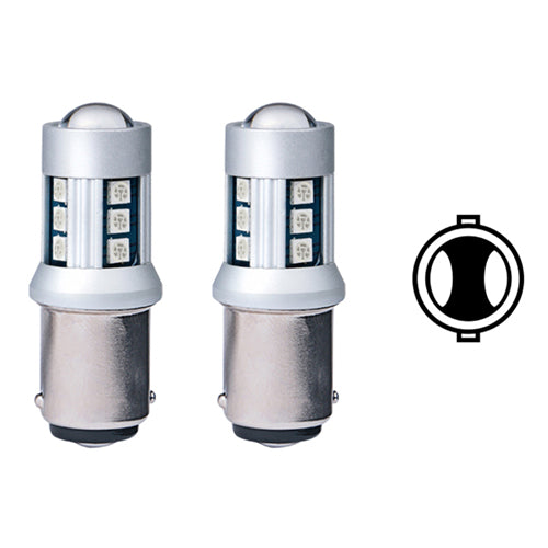 P21/5W BAY15d LED Bulbs 13 SMD 12V Red (Pair) - CarSense