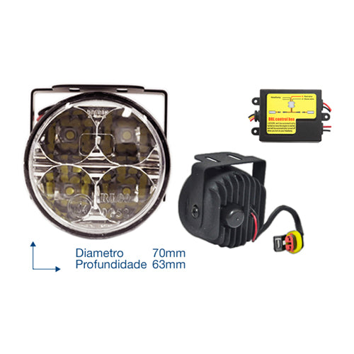 LED Daytime Running Lights 4 LEDs 70x63 mm 12V 6000K - CarSense