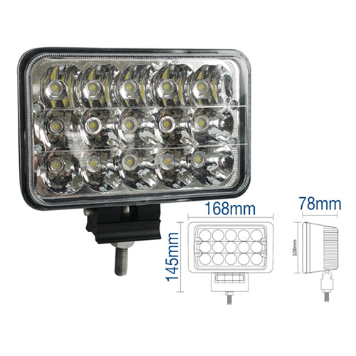 Faro LED rectangular 6" H4 45W 12/24V 6000K - CarSense