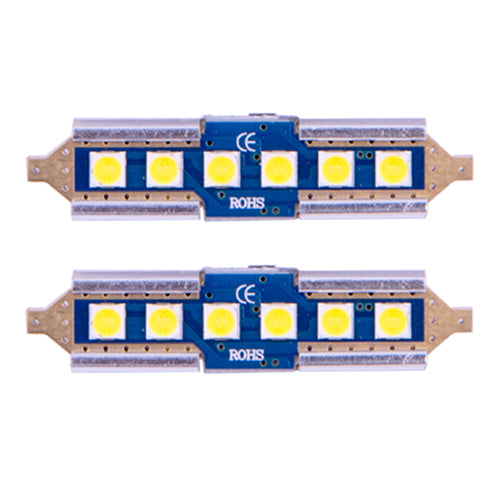 Festoon LED Bulbs 39 mm 6 SMD CAN bus 12/24V 6000K (Pair) - CarSense